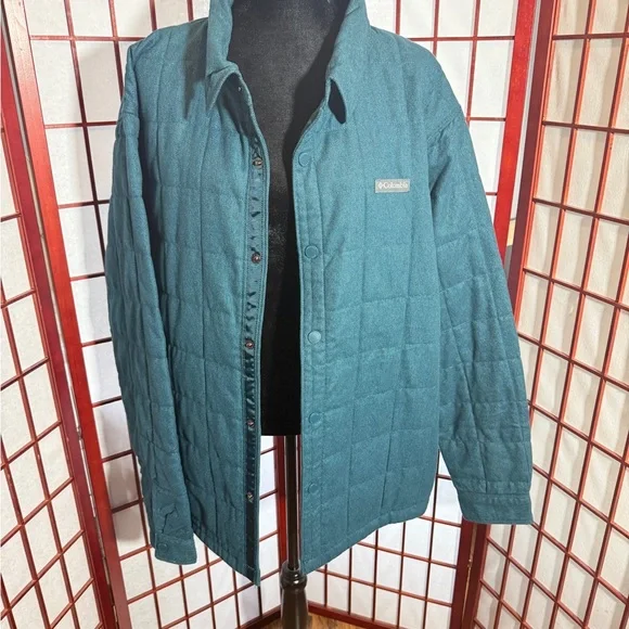 Columbia Men's Teal Quilted Snap Jacket - Picture 2 of 6